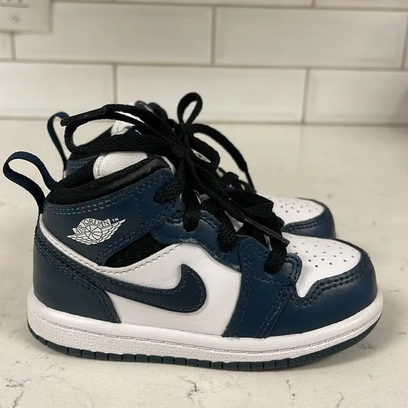 Nike Jordan 1 Mid TD Toddler 7C Shoes Armory Navy White Black 640735-411