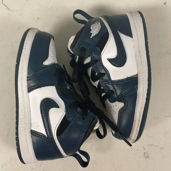 Nike Jordan 1 Mid TD Toddler 7C Shoes Armory Navy White Black 640735-411