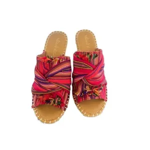 NWOB Altar’d State Hesper Red Multi Wedge Sandal SZ 8.5. Boho/ Tribal / Fabric
