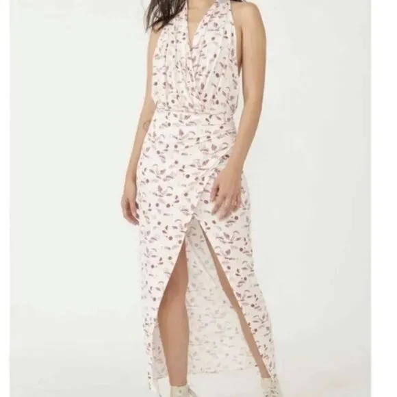 NWT Free People Daria Floral Maxi Dress S Open Back Earth Sleeveless Viscose