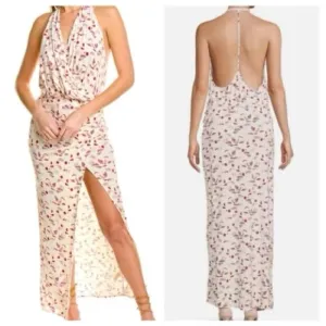 NWT Free People Daria Floral Maxi Dress S Open Back Earth Sleeveless Viscose