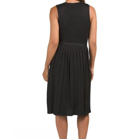 NWT Gorgeous VERTIGO Lurex Shimmer V-Neck Pleated Skirt Midi Cocktail Dress