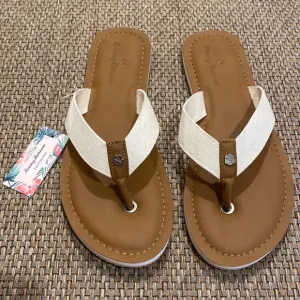 NWT Tommy Bahama 10 Brown/Ivory Flip Flops