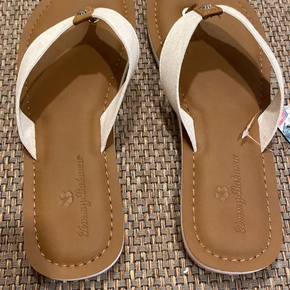 NWT Tommy Bahama 10 Brown/Ivory Flip Flops