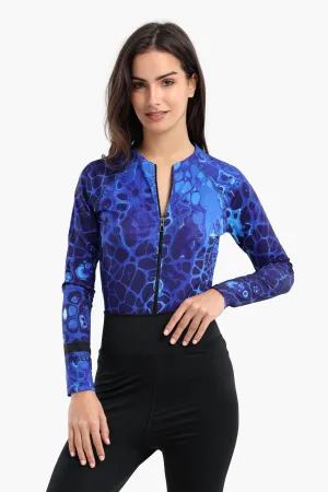 Ocean Blue Rash Guard Swimsuit