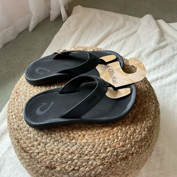 Olukai Black Flip Flops