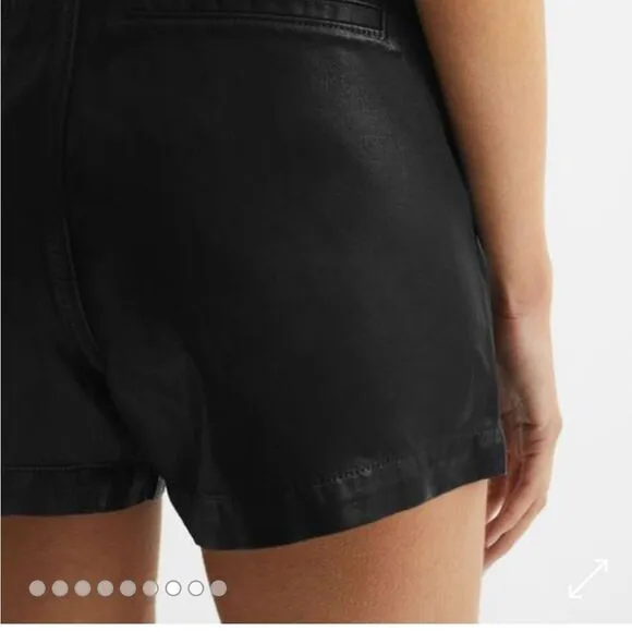 PAIGE Mayslie Pleated Shorts High Rise Black Midnight Oil Coating 32 NWT