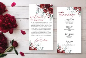 Personalized Wedding Welcome Letter & Itinerary - Peonies