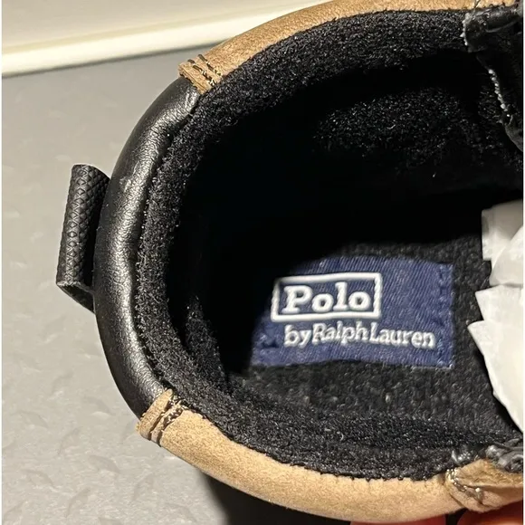 Polo Baby Boots 2 pair Taupe Brown Black Leather Zip Sz 4 9-12 mo Ralph Lauren