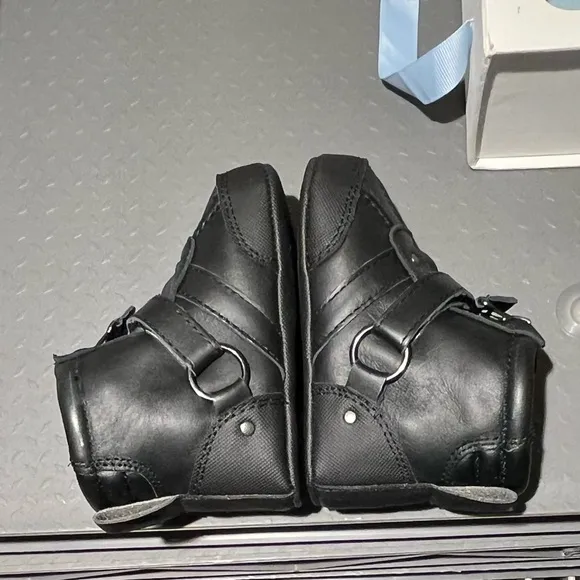 Polo Baby Boots 2 pair Taupe Brown Black Leather Zip Sz 4 9-12 mo Ralph Lauren