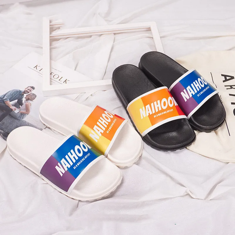 Rainbow plastic slippers women