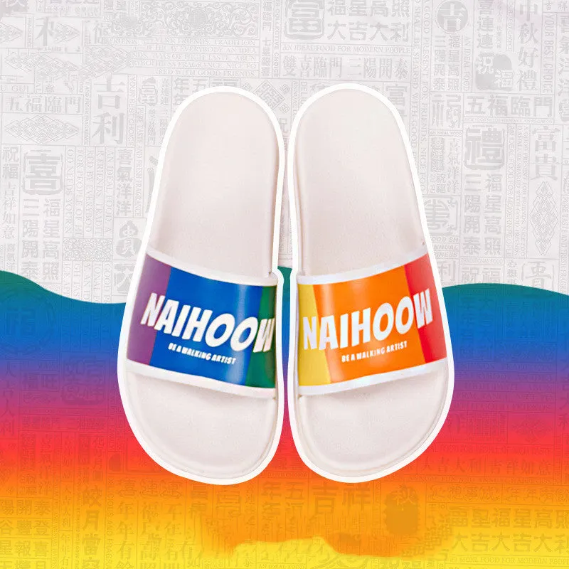 Rainbow plastic slippers women