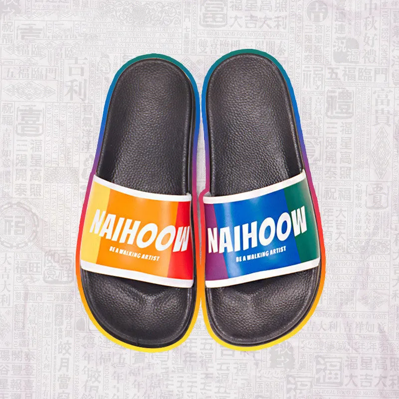 Rainbow plastic slippers women