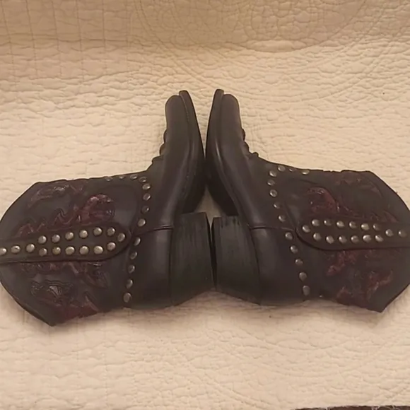 Reba Red and Black Studded  Boots