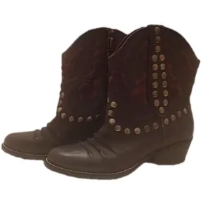 Reba Red and Black Studded  Boots