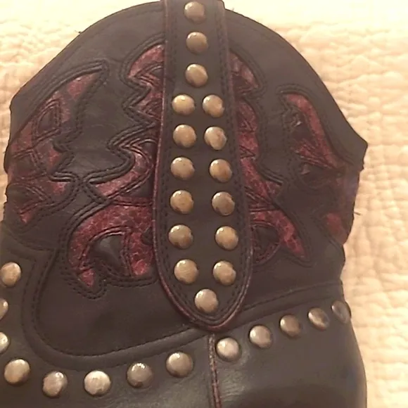 Reba Red and Black Studded  Boots
