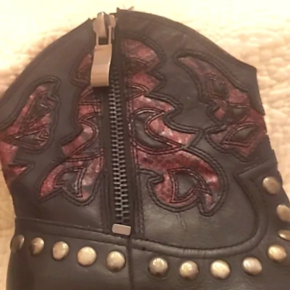 Reba Red and Black Studded  Boots