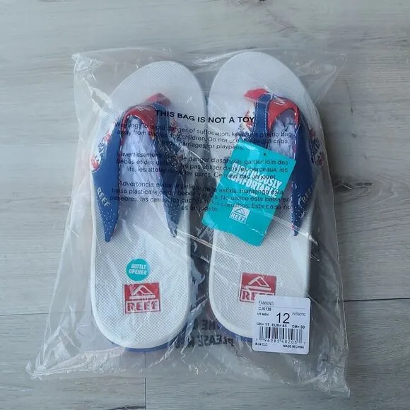 REEF FANNING Flip-flops patriotic size 12 men’s NWT in packaging