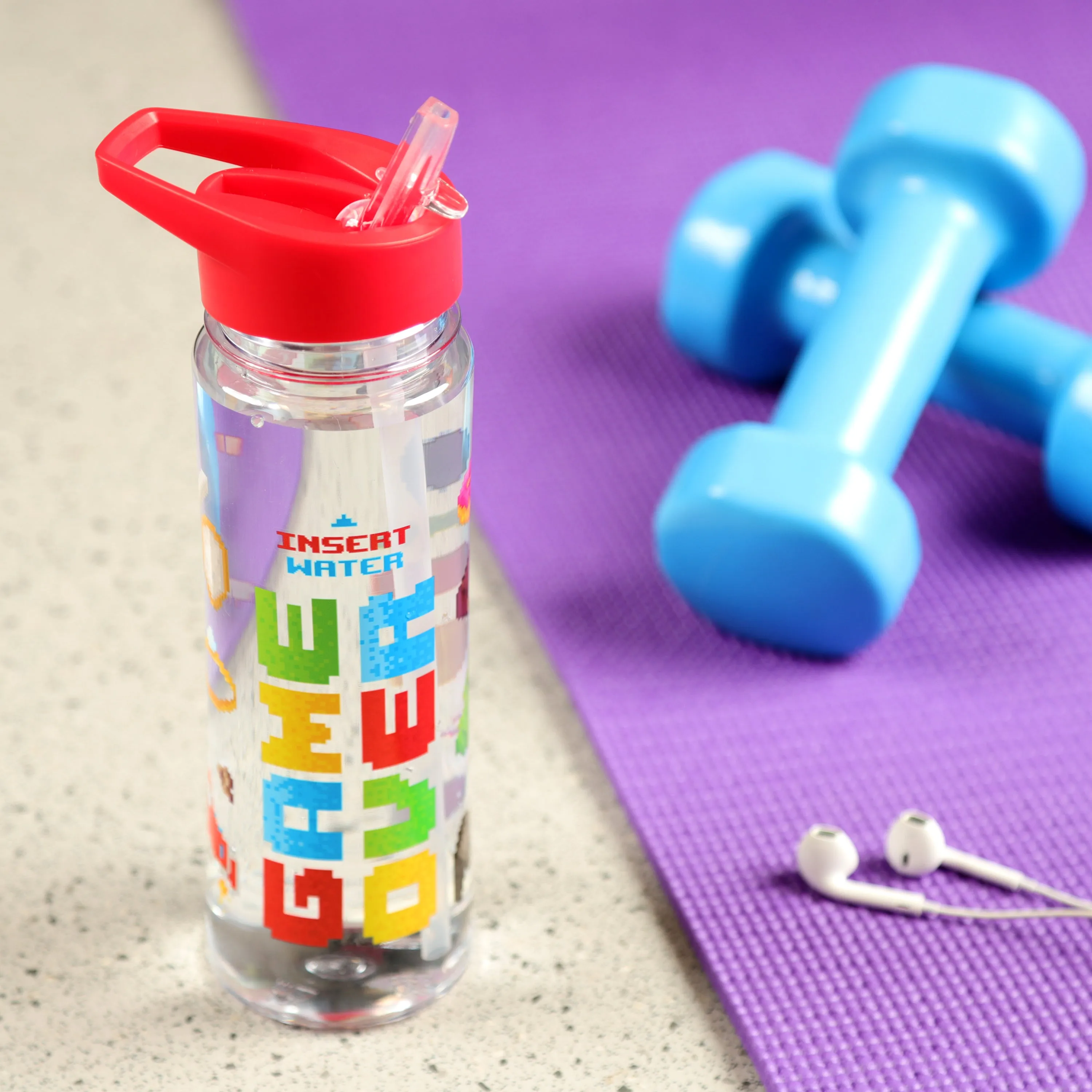 Reusable Retro Gaming Game Over 550ml Water Bottle with Flip Straw