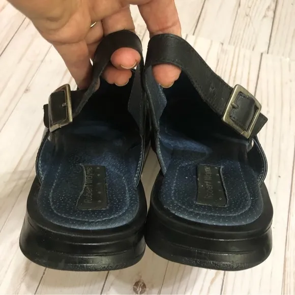 Robert Wayne Leather Fisherman Closed Toe Padded Insoles Slingback Sandals 10