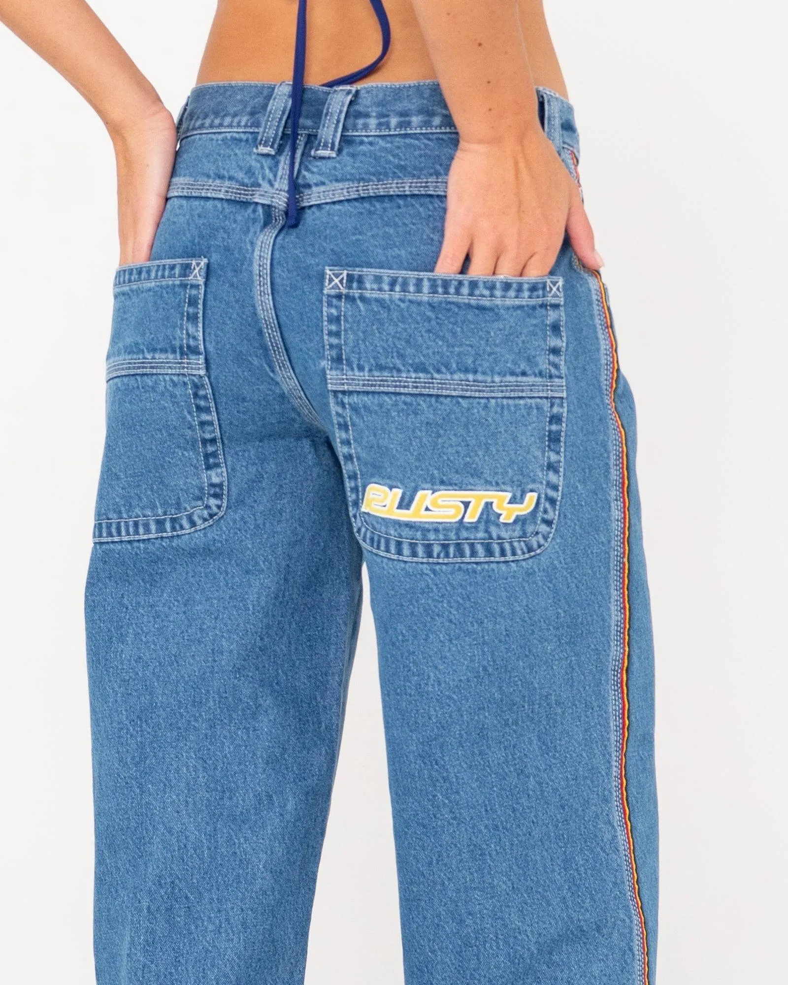 Rusty Flip Mommy low rise wide leg denim pant