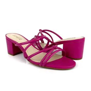Schutz Women's Princey Block Heel Knotted Strappy Sandals Hot Pink Size 7.5