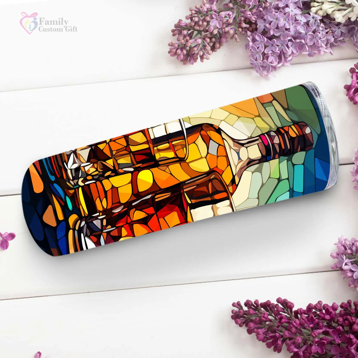 Scotch Whisky In Stained Glass 20oz Skinny Tumbler, Whisky Drinker, Whisky Lover Gifts, Alcohol Drink, Alcohol Tumbler, Vibrant Tumbler, Trending Tumbler