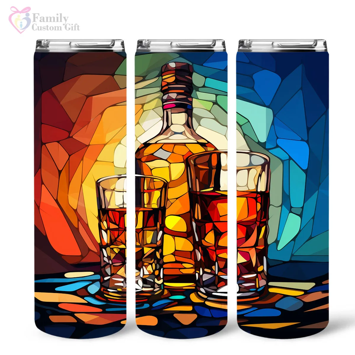 Scotch Whisky In Stained Glass 20oz Skinny Tumbler, Whisky Drinker, Whisky Lover Gifts, Alcohol Drink, Alcohol Tumbler, Vibrant Tumbler, Trending Tumbler