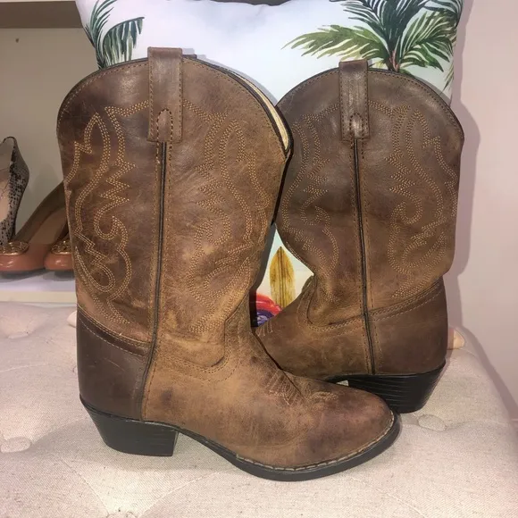 Smoky Mountain Boots 3034Y Youth Oiled Western Boots Size 3.5