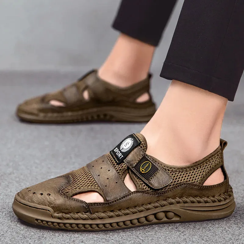 Sommer Herren Sandalen: Leder-Mesh Freizeitschuhe