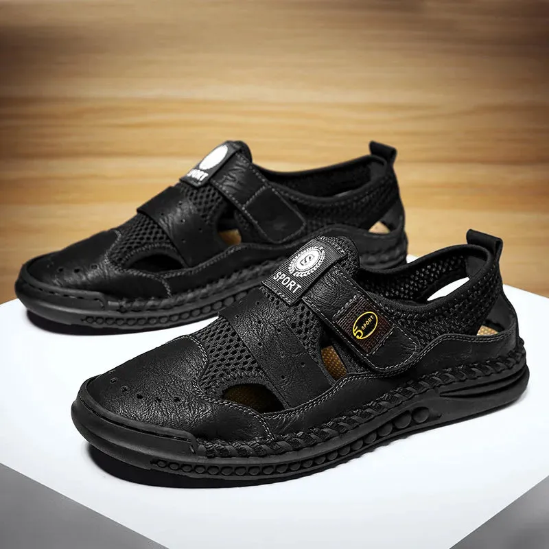 Sommer Herren Sandalen: Leder-Mesh Freizeitschuhe