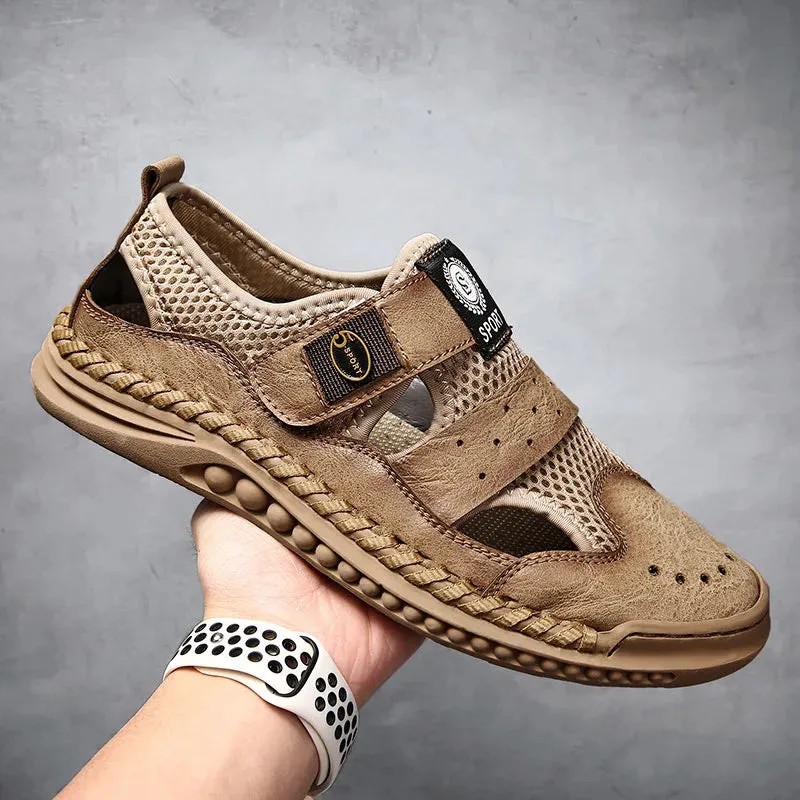 Sommer Herren Sandalen: Leder-Mesh Freizeitschuhe