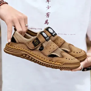 Sommer Herren Sandalen: Leder-Mesh Freizeitschuhe