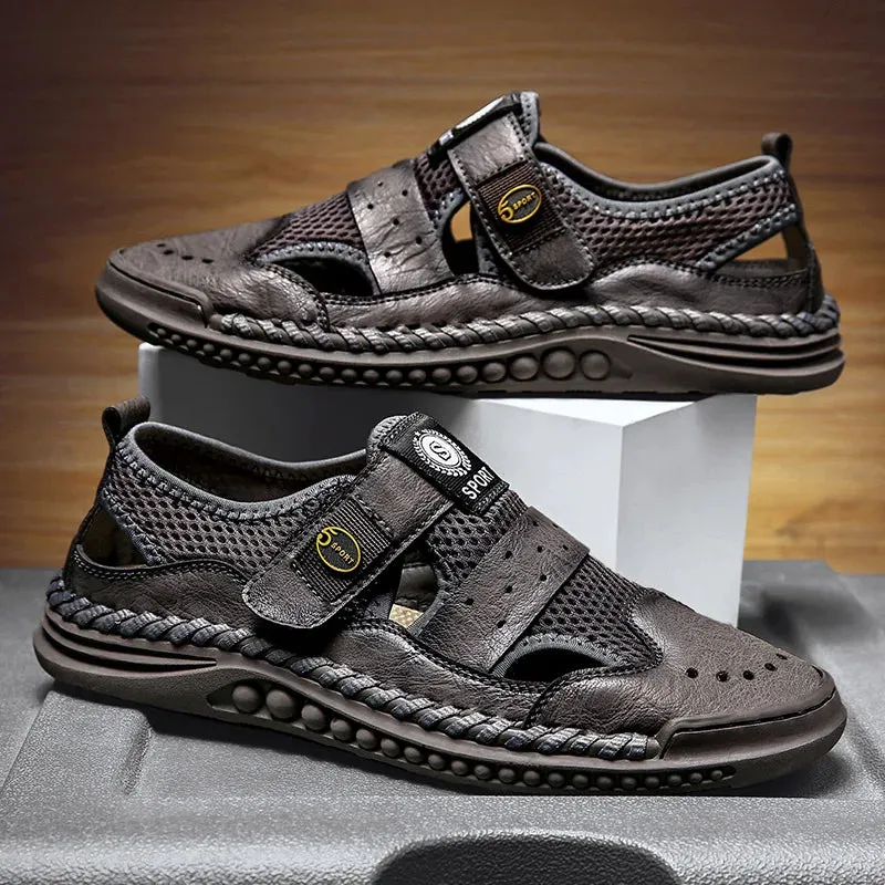 Sommer Herren Sandalen: Leder-Mesh Freizeitschuhe