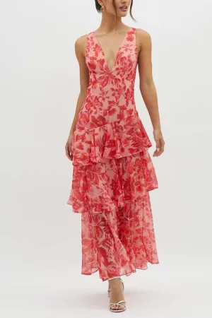 Strappy Back Ruffle Maxi Dress