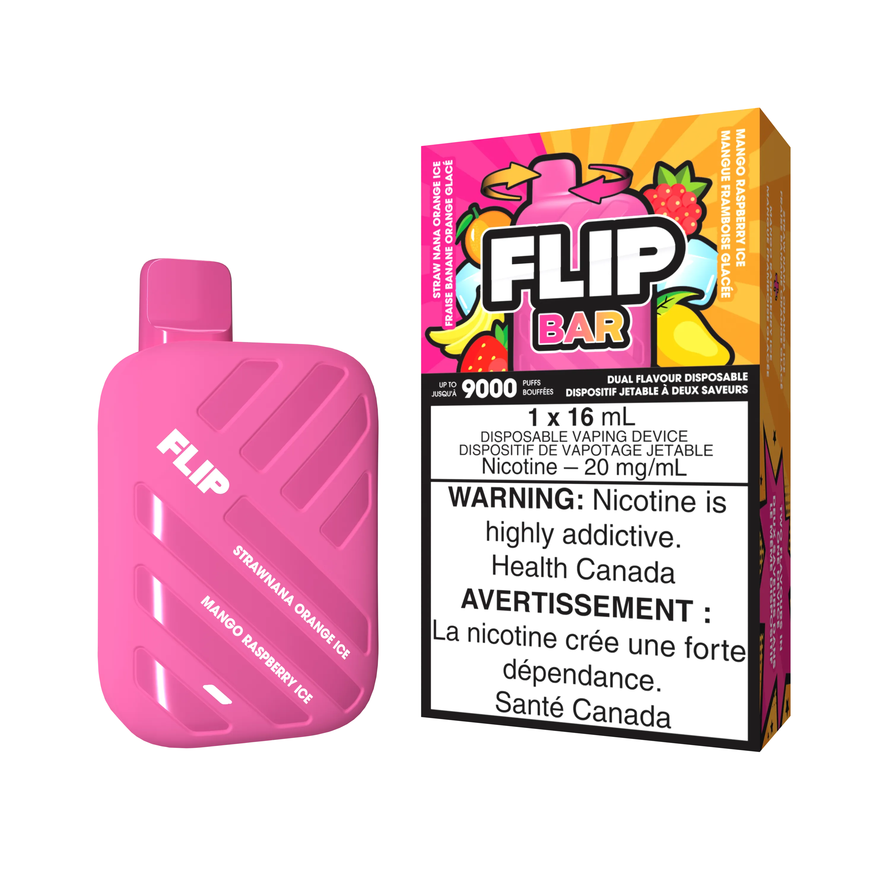 Straw Nana Orange Ice and Mango Raspberry Ice - Flip Bar Disposable