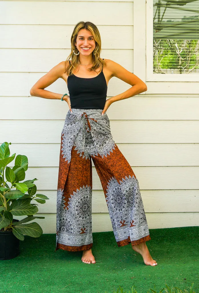 Sunburst Mandala Palazzo Wrap Pants