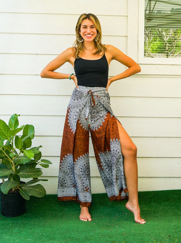 Sunburst Mandala Palazzo Wrap Pants