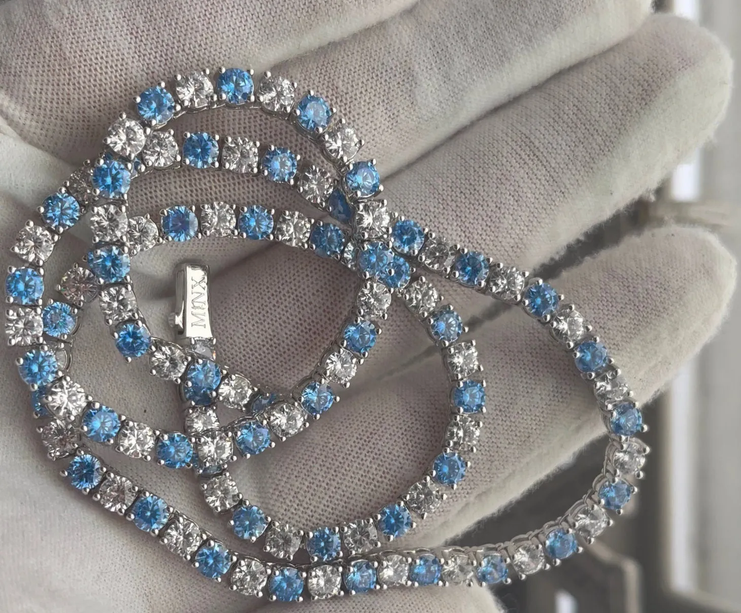 Tennis Chain | Blue Diamond Tennis Chain | Tennis Necklace | Mens Tennis Chain | Womens Tennis Chain | Diamond Tennis Chain | Iced Out Chain