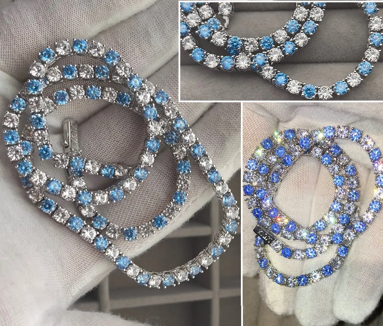 Tennis Chain | Blue Diamond Tennis Chain | Tennis Necklace | Mens Tennis Chain | Womens Tennis Chain | Diamond Tennis Chain | Iced Out Chain