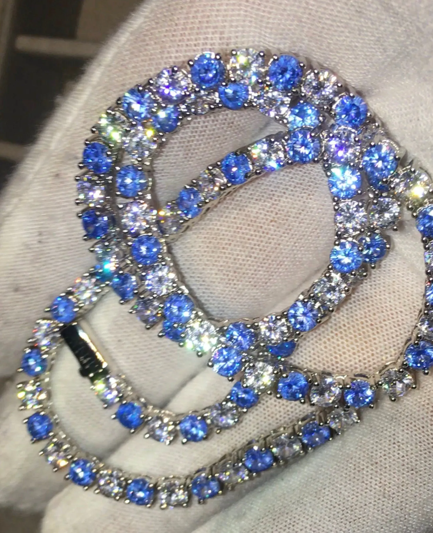 Tennis Chain | Blue Diamond Tennis Chain | Tennis Necklace | Mens Tennis Chain | Womens Tennis Chain | Diamond Tennis Chain | Iced Out Chain