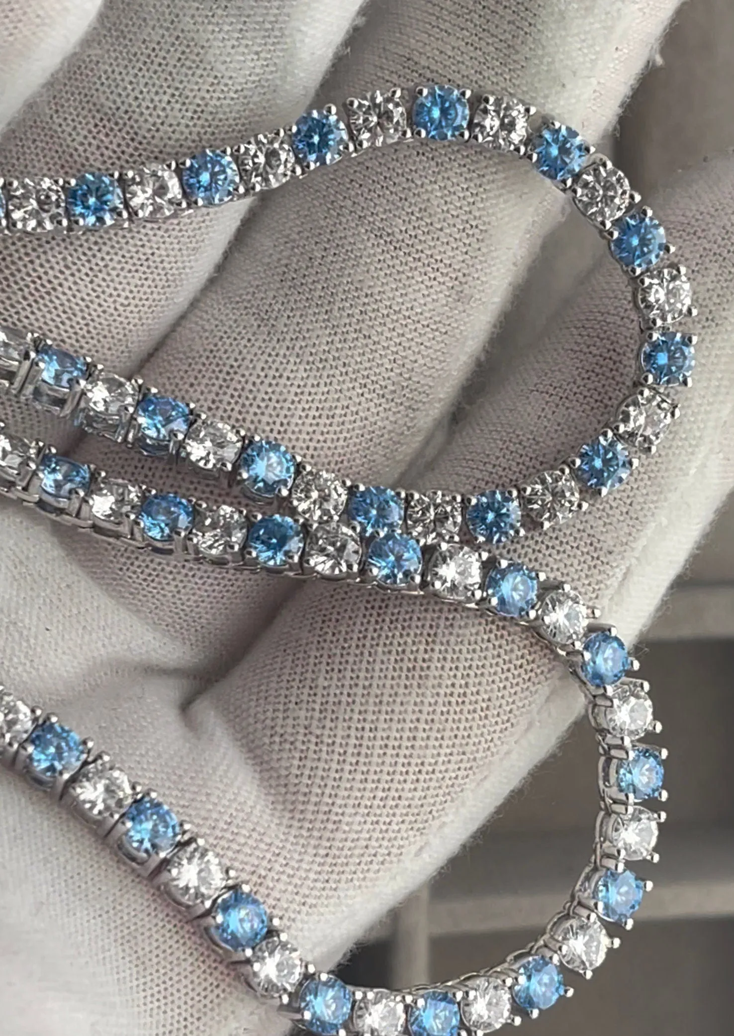 Tennis Chain | Blue Diamond Tennis Chain | Tennis Necklace | Mens Tennis Chain | Womens Tennis Chain | Diamond Tennis Chain | Iced Out Chain