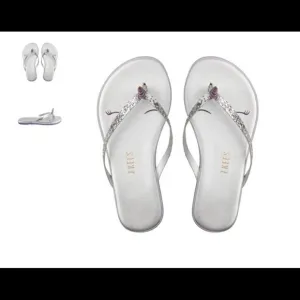 TKEES flip flops leather, silver sparkle size T4
