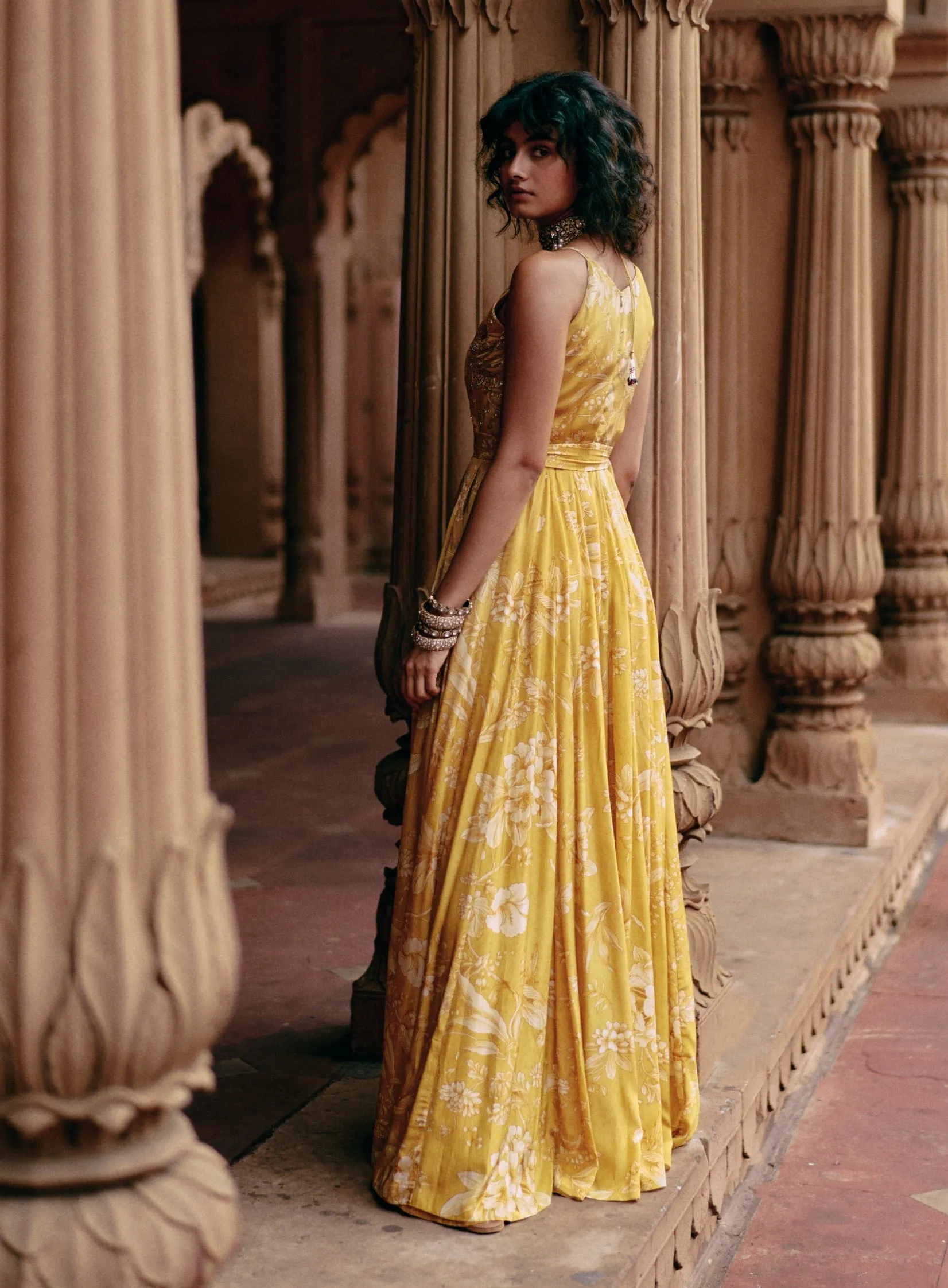 Tuscany yellow printed jumpsuit