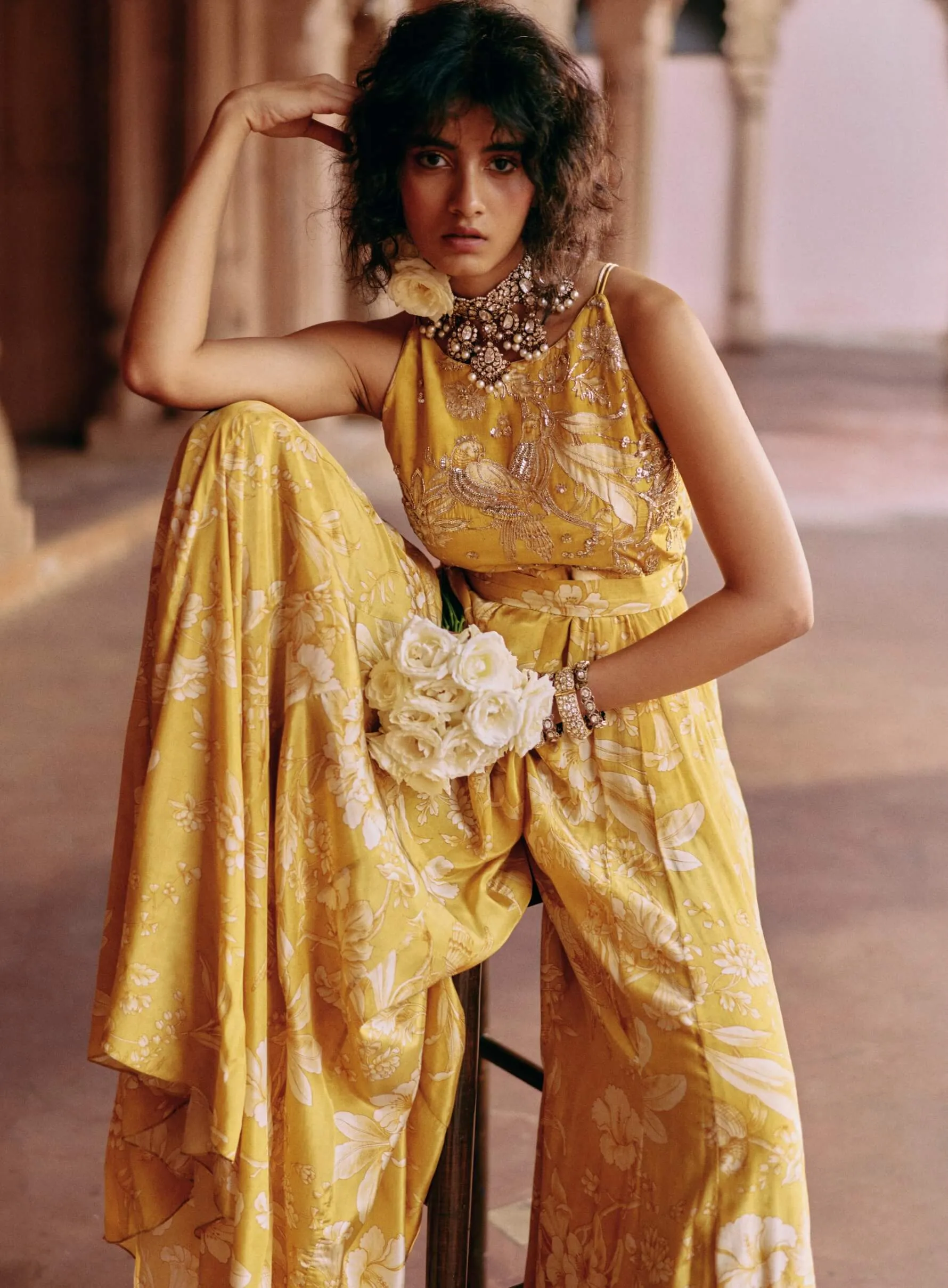 Tuscany yellow printed jumpsuit