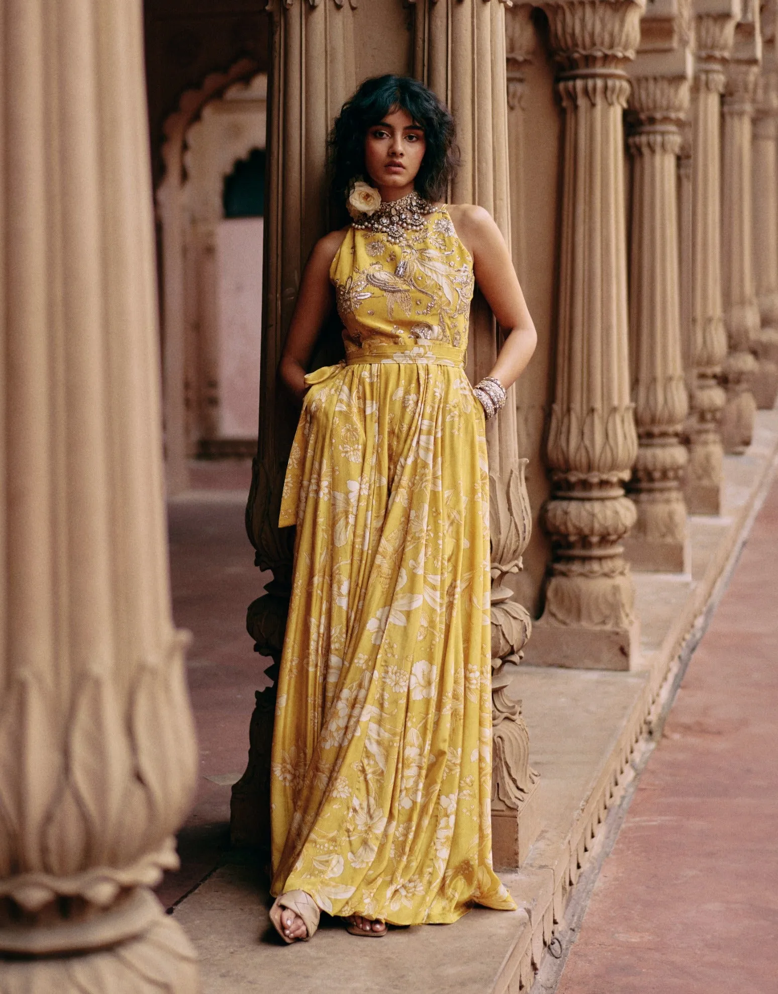 Tuscany yellow printed jumpsuit