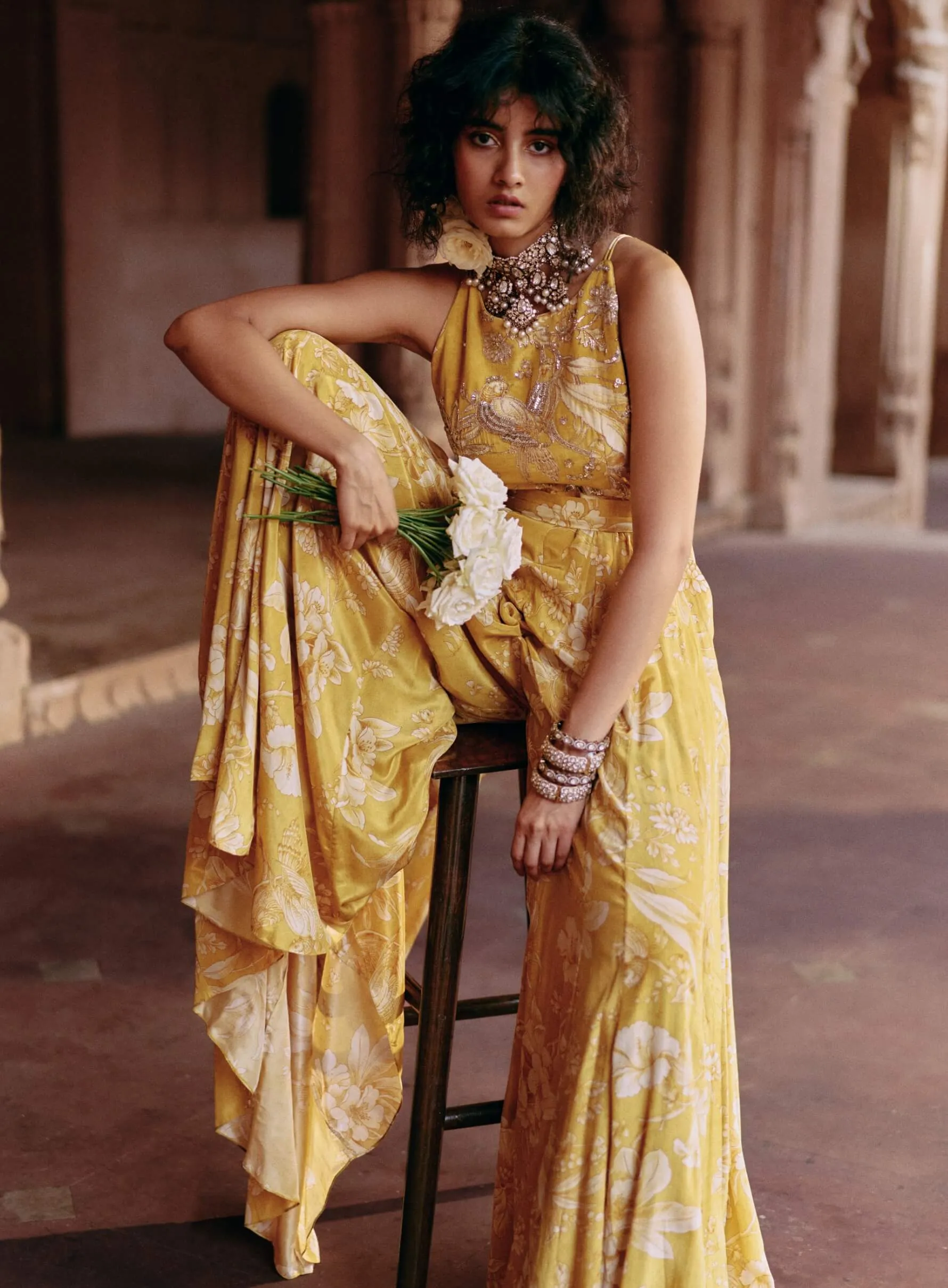 Tuscany yellow printed jumpsuit