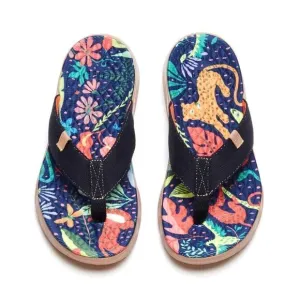 UIN Women's Flip Flops Beach Summer Casual Slippers Non Slip (Jungle Party)
