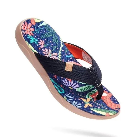 UIN Women's Flip Flops Beach Summer Casual Slippers Non Slip (Jungle Party)