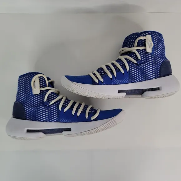 Under Armour HOVR Havoc Basketball Shoes Blue Ankle Boy Youth Size 5 3020617-400